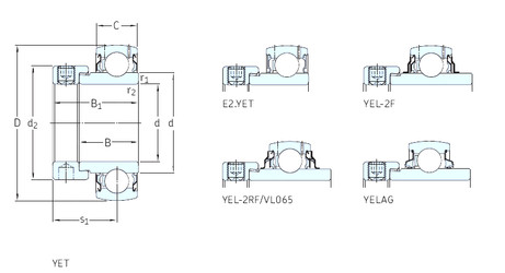 المحامل YET208-108 SKF